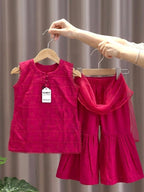3 Pc Pink Chikankari Lawn Shirt With Sharara