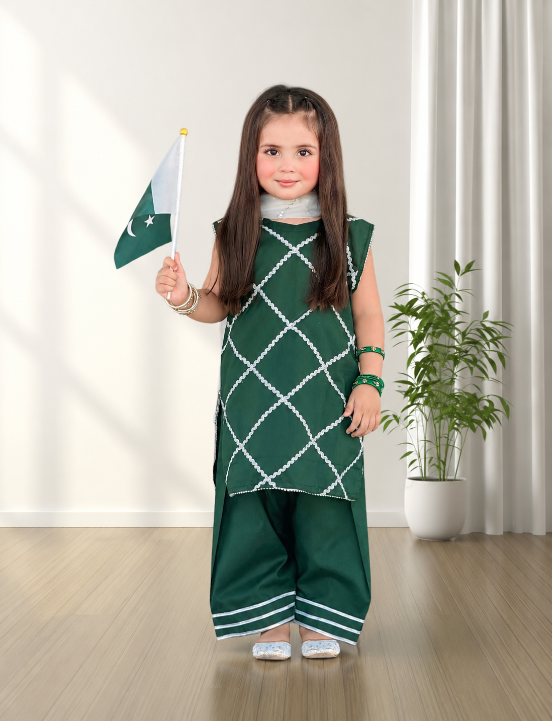 Green Festive Outfit – 3 Piece Kids Suit