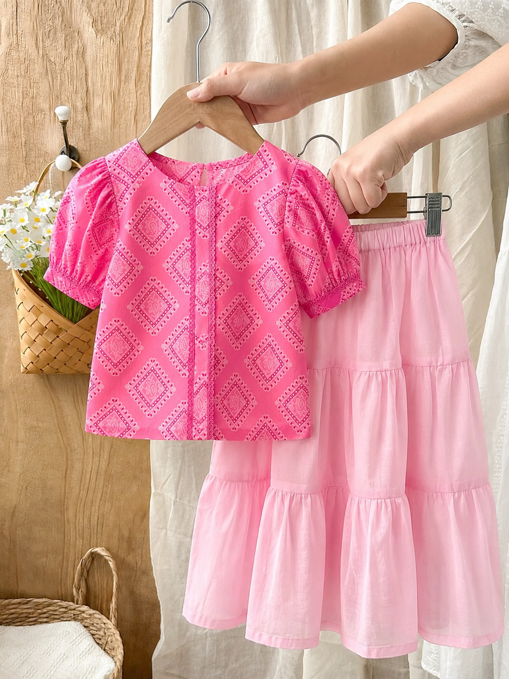 Printed Lawn Top  with Flared Skirt