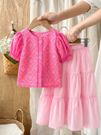 Printed Lawn Top  with Flared Skirt