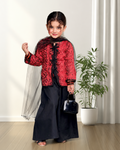 Black Printed Lawn 3PC Set with Net Dupatta for Girls
