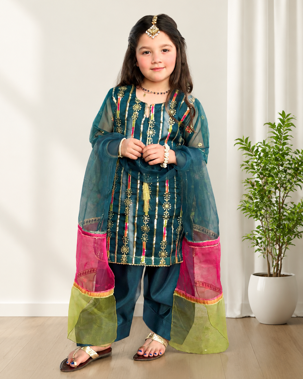 Farshi Shalwar Set- Embroidered Festive Wear