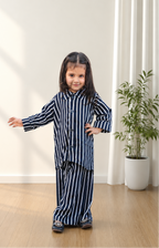 Girls 2 Pc Linen Coord Set - Blue Horizon
