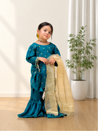 4 Pc Silk Embroidered Suit – Teal Blossom