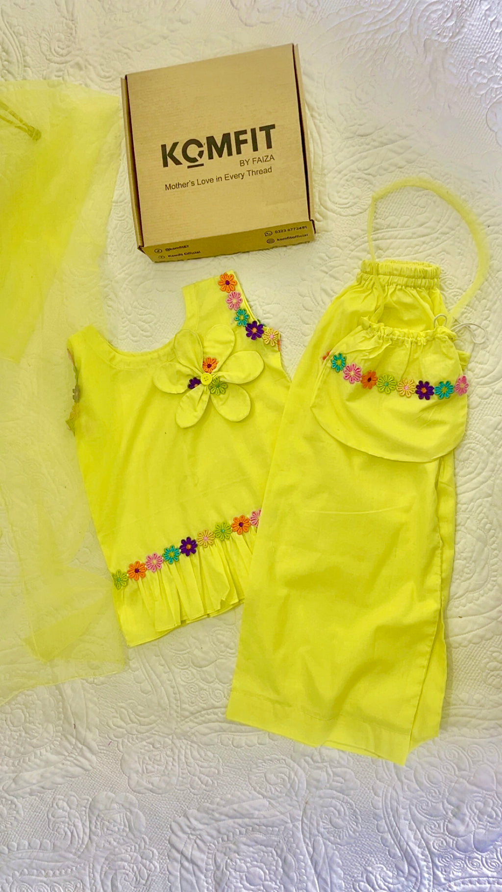 Girls 4 Pc Lawn Top - Sunshine Blossom