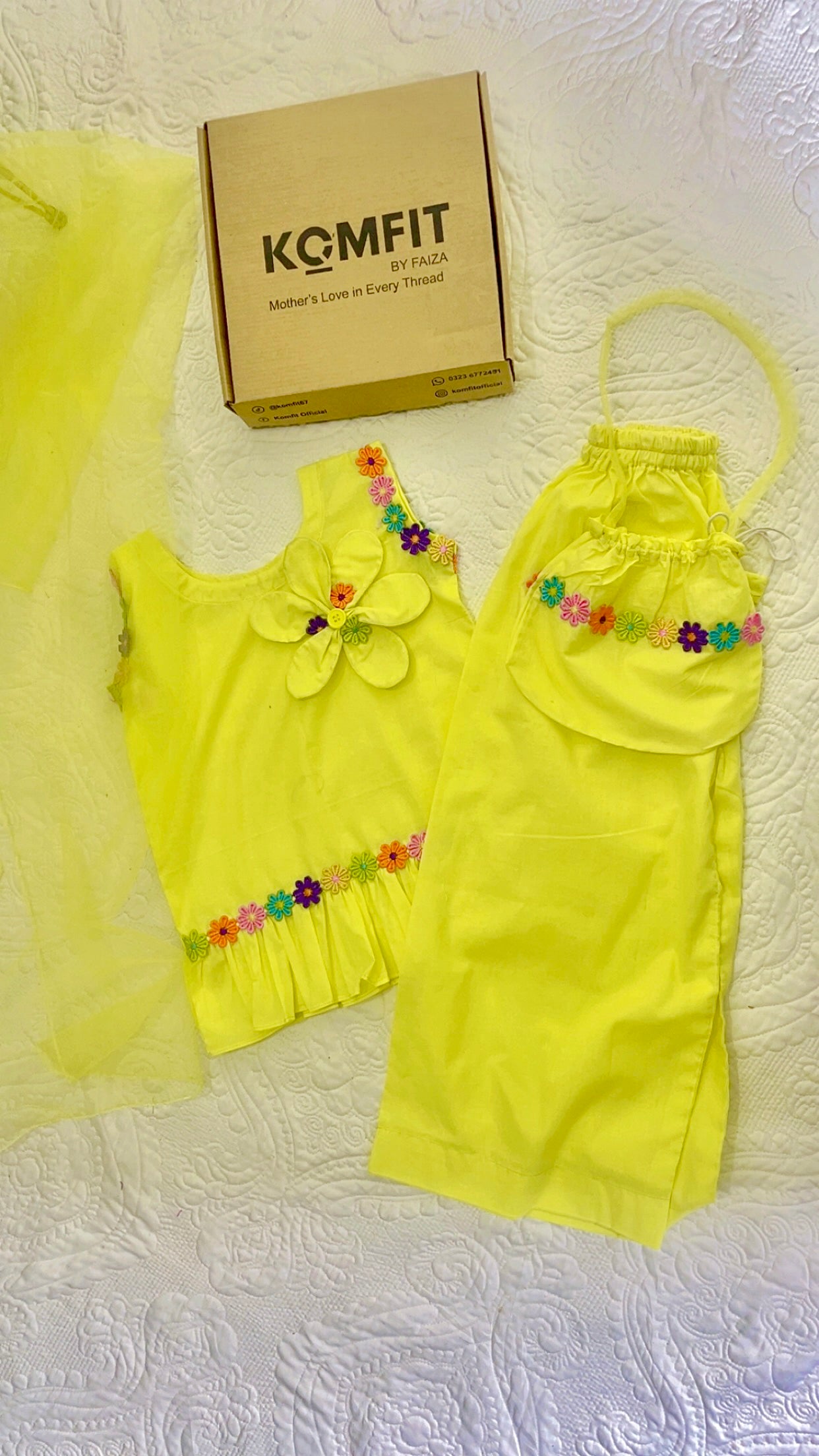 Girls 4 Pc Lawn Top - Sunshine Blossom