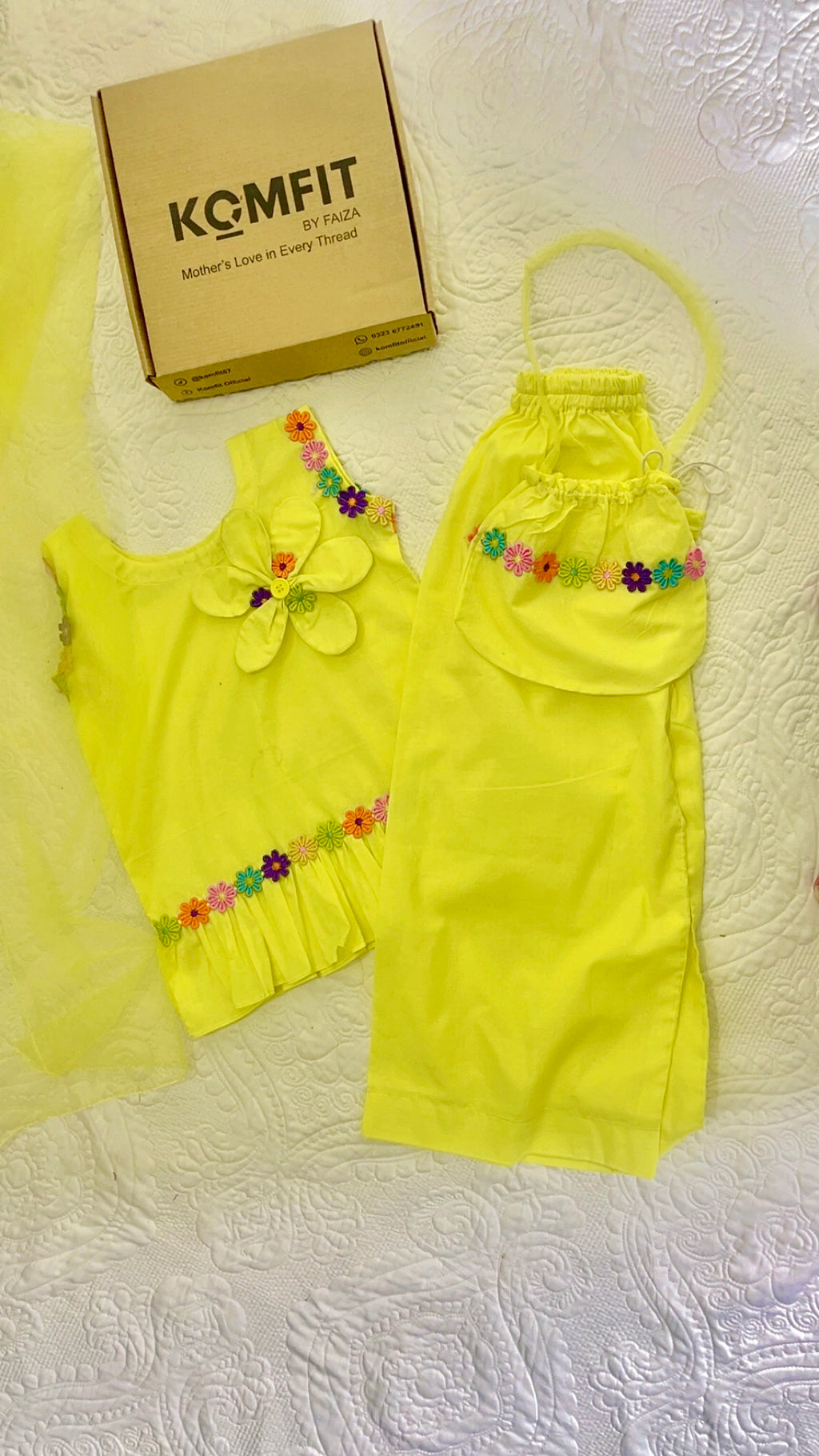 Girls 4 Pc Lawn Top - Sunshine Blossom