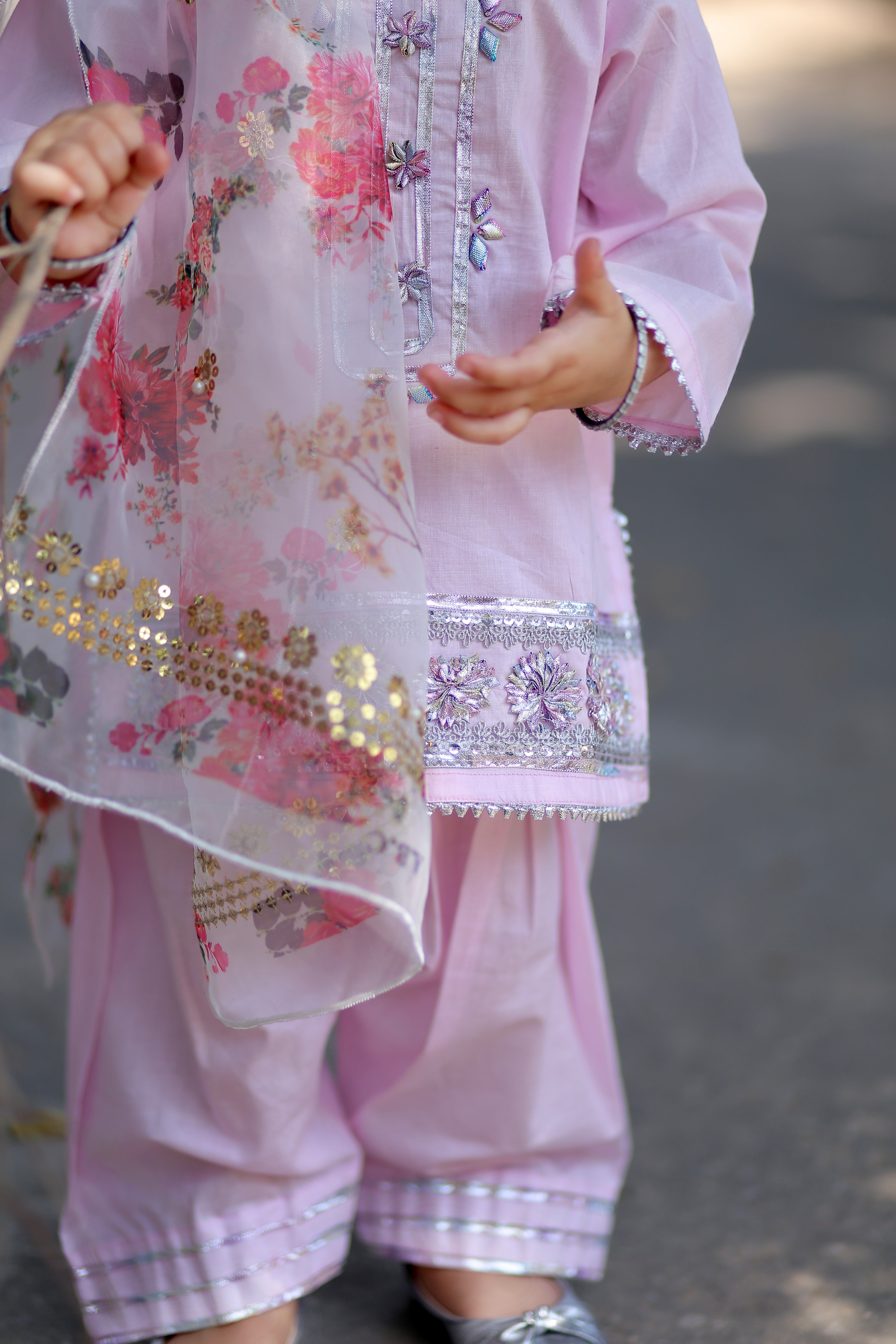 3 Piece Lawn Suit with Farshi Shalwar