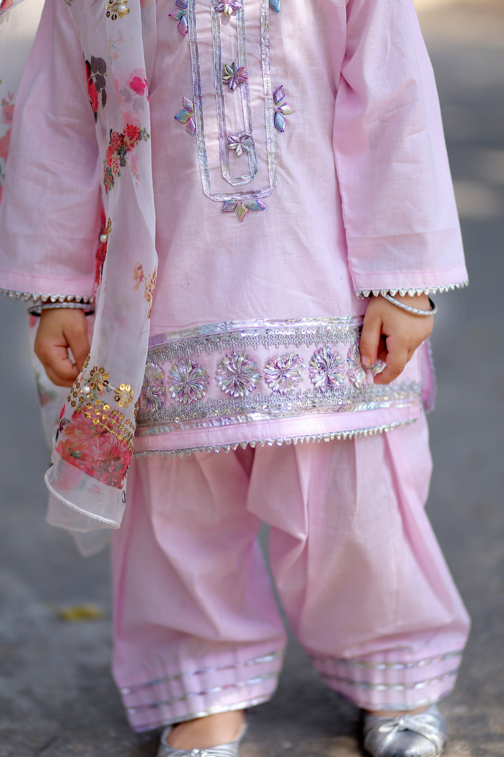 3 Piece Lawn Suit with Farshi Shalwar
