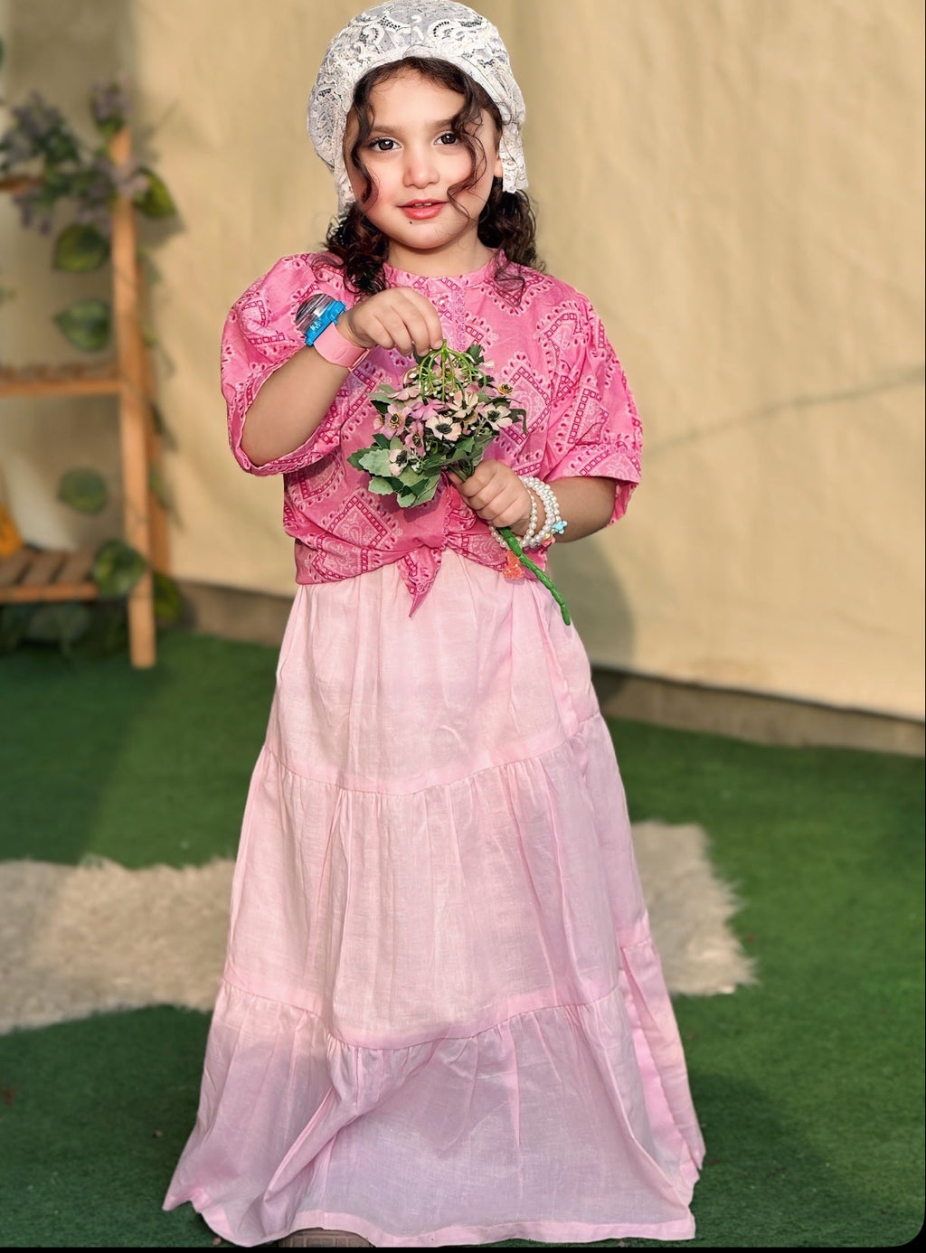 Printed Lawn Top  with Flared Skirt