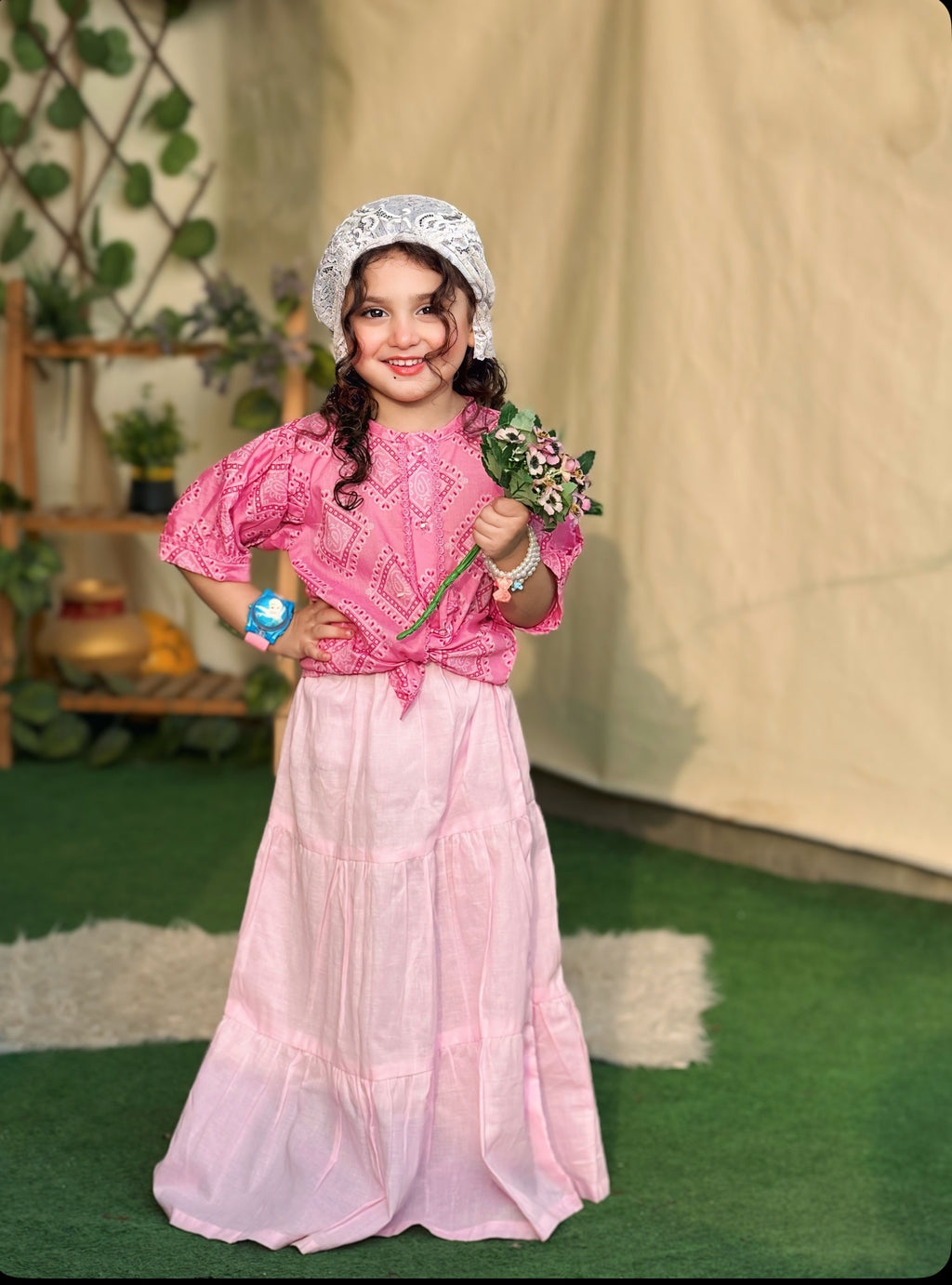 Printed Lawn Top  with Flared Skirt