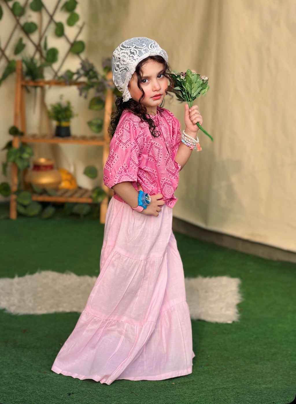 Printed Lawn Top  with Flared Skirt