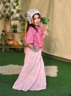 Printed Lawn Top  with Flared Skirt