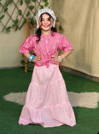 Printed Lawn Top  with Flared Skirt
