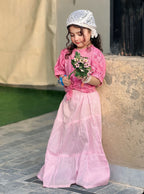 Printed Lawn Top  with Flared Skirt