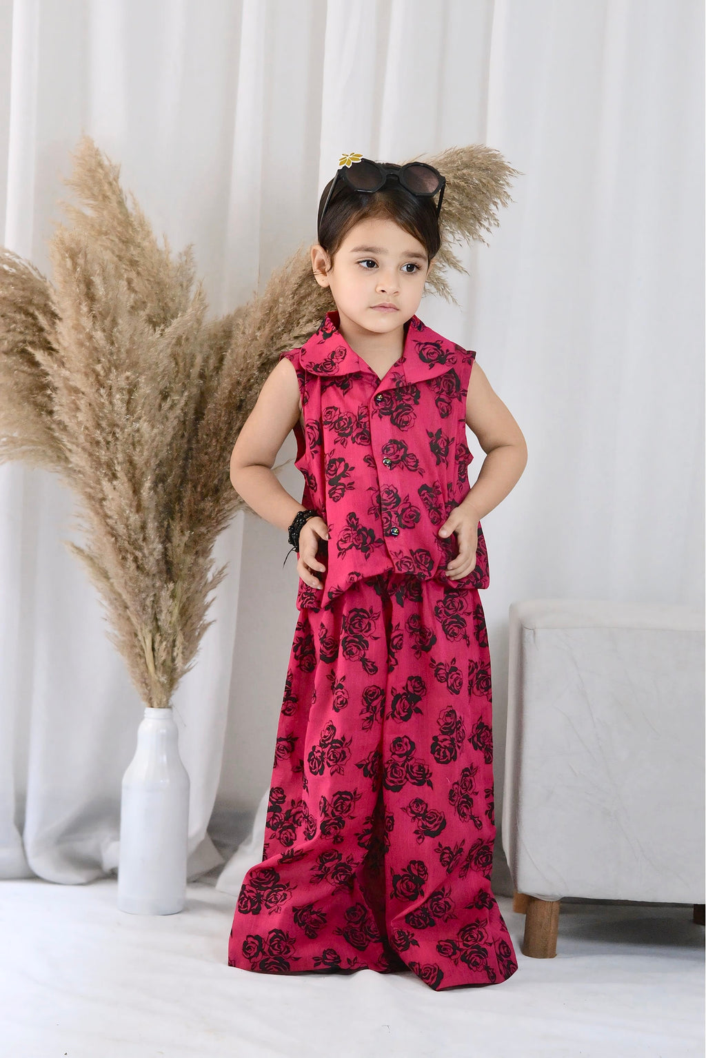 Girls 2 Piece Lawn Cord Set – Cherry Dusk