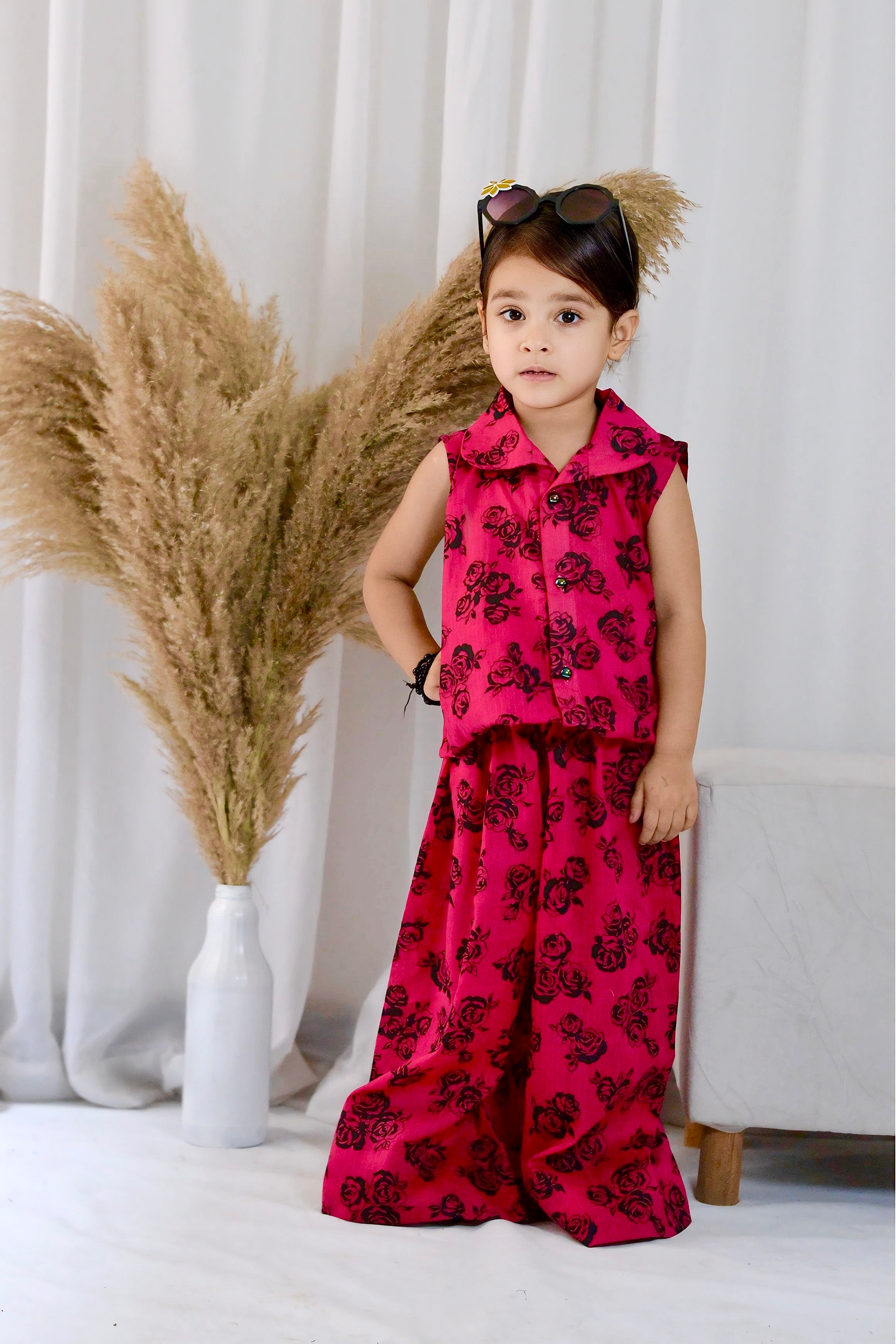 Girls 2 Piece Lawn Cord Set – Cherry Dusk