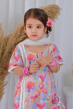 Girls 4 Pc Lawn Suit – Floral Pink