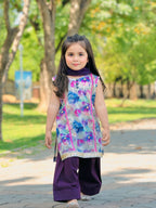 Lilac Shine - Lawn Shirt with Farshi Shalwar & Net Dupatta