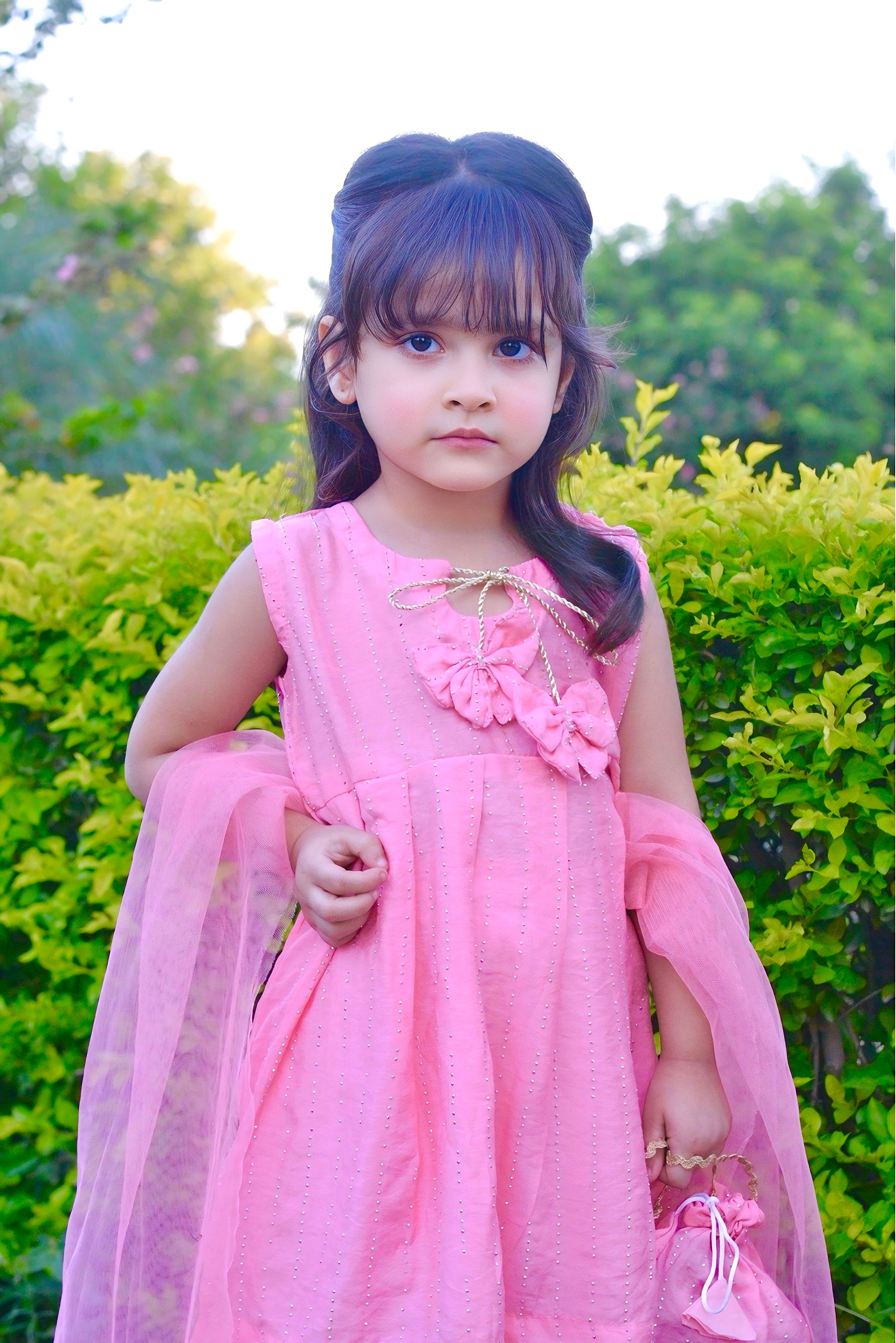 Girls 4 Pc Lawn Frock Set - Butterfly