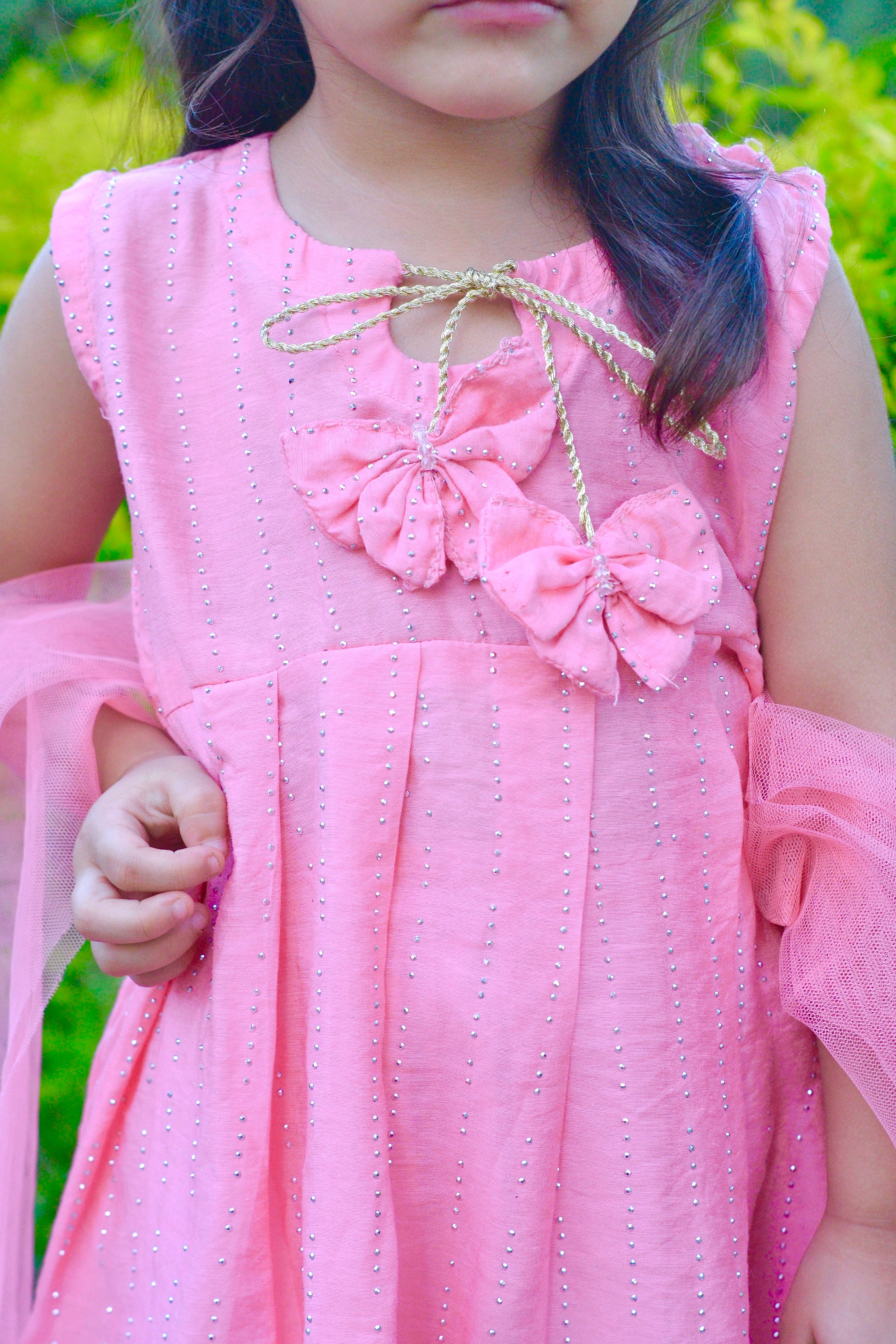 Girls 4 Pc Lawn Frock Set - Butterfly