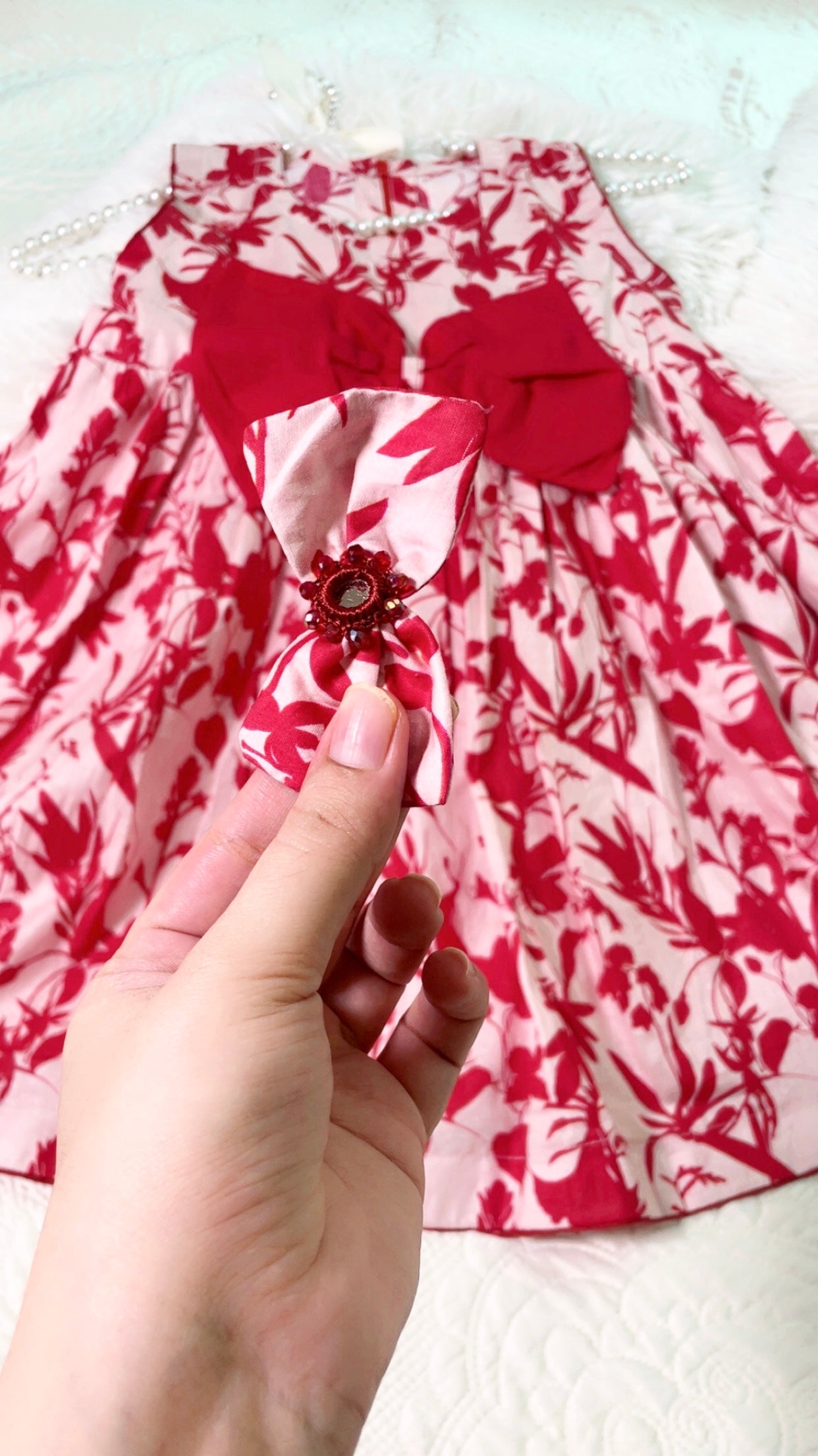 Girls Long Frock  with 2 Pins - Floral Fantasy