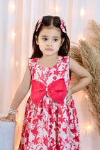 Girls Long Frock  with 2 Pins - Floral Fantasy