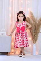 Girls Long Frock  with 2 Pins - Floral Fantasy