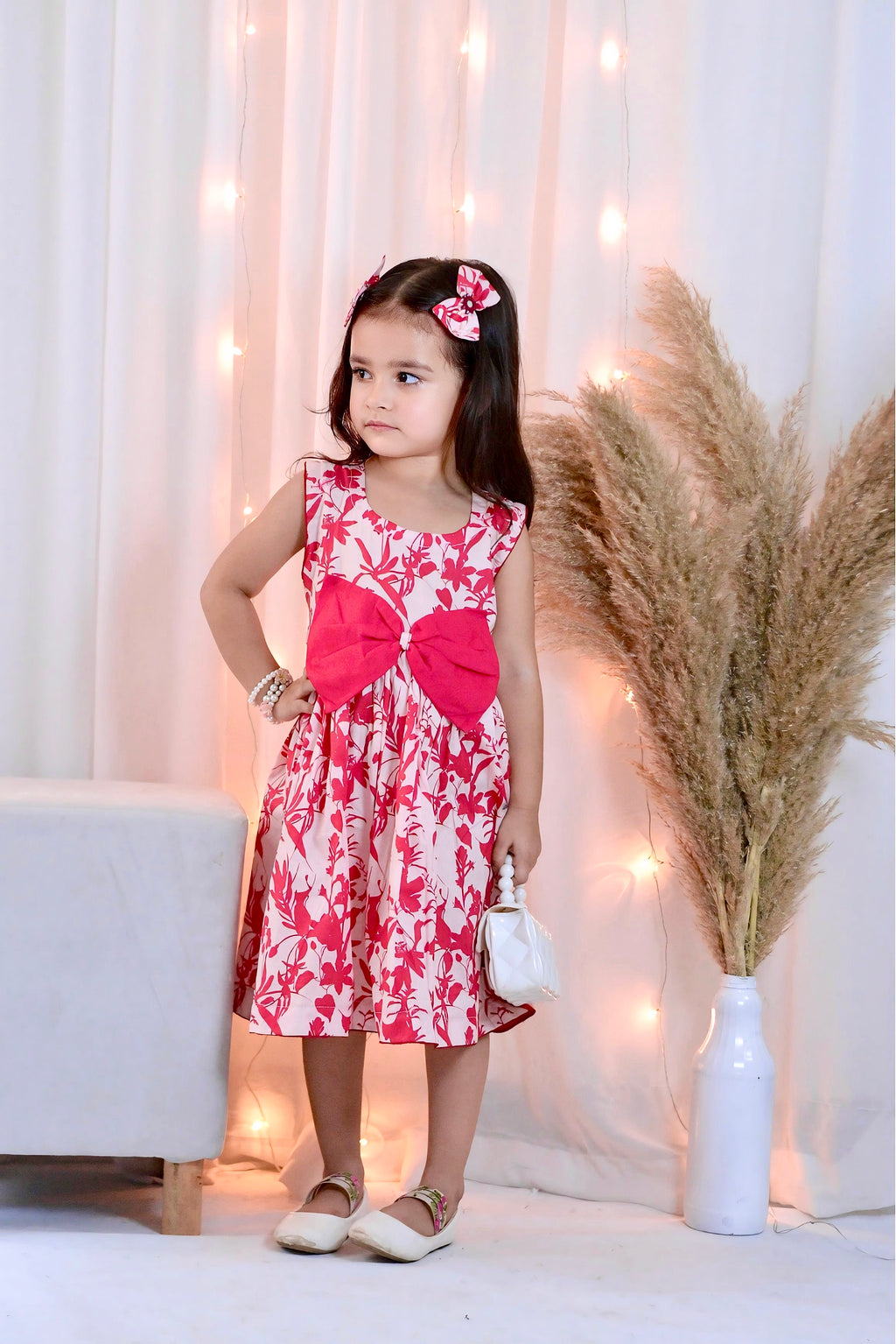 Girls Long Frock  with 2 Pins - Floral Fantasy