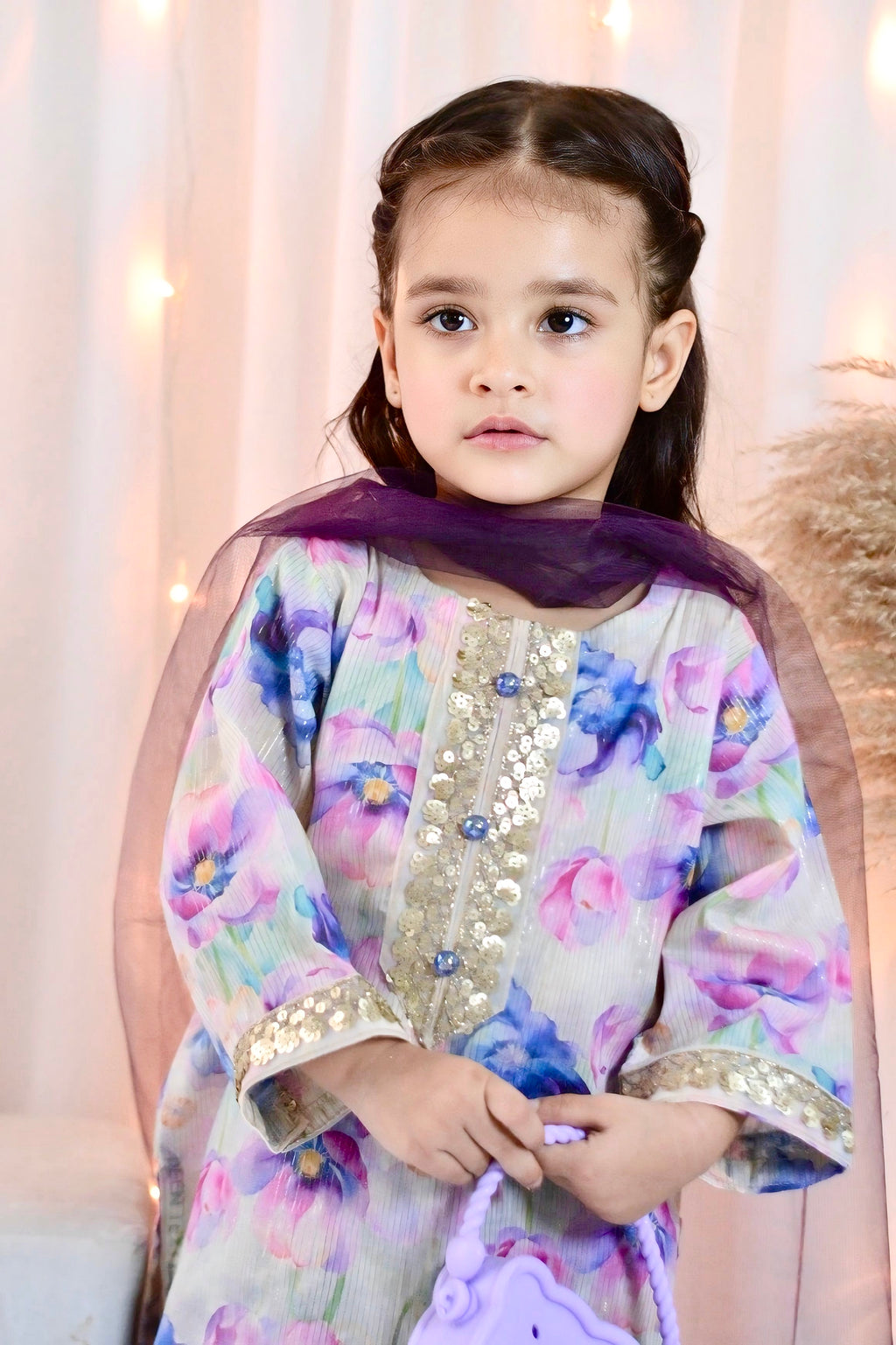 Girls 3 Pc Lawn Suit – Lilac Shine