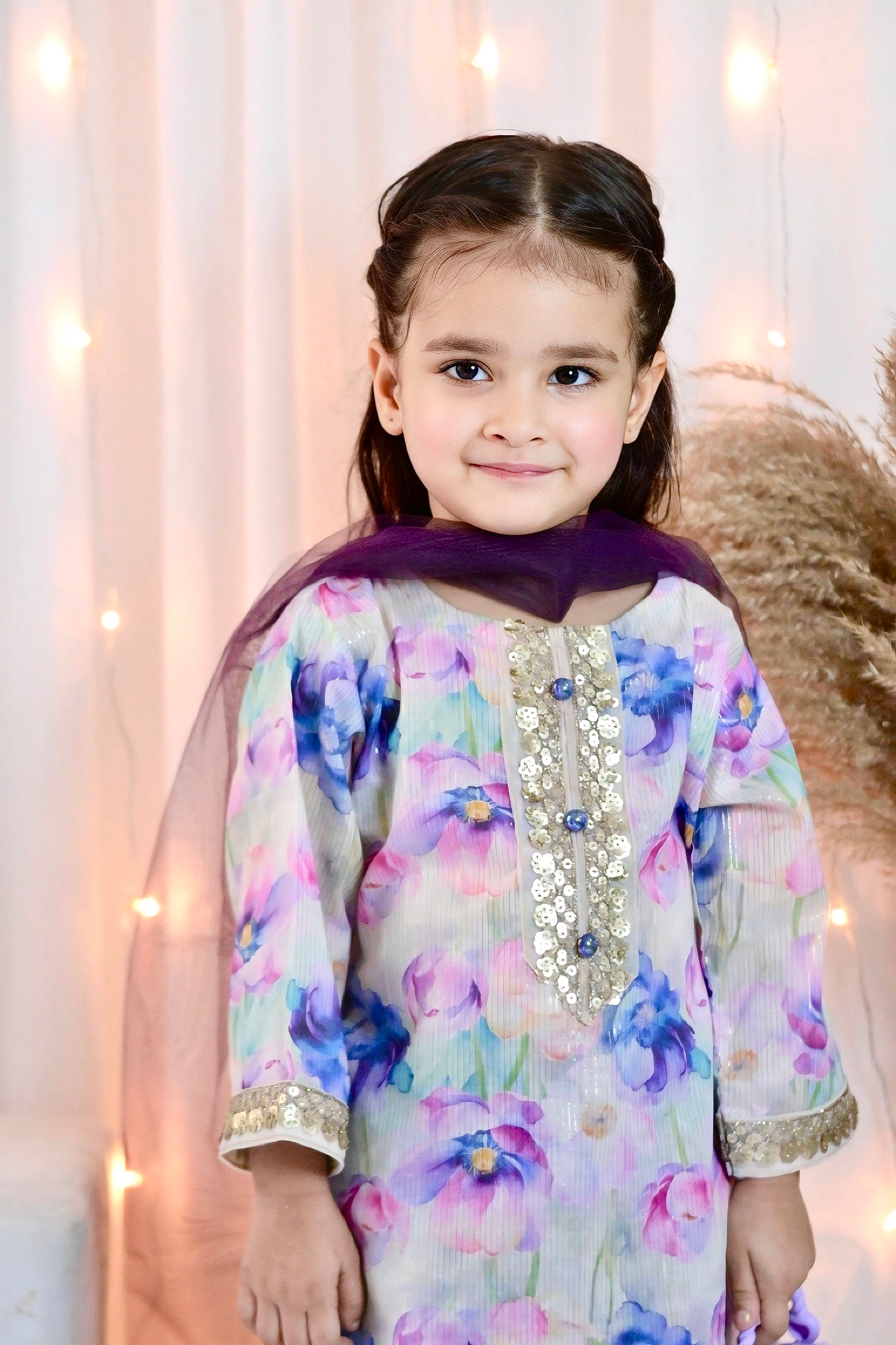 Girls 3 Pc Lawn Suit – Lilac Shine