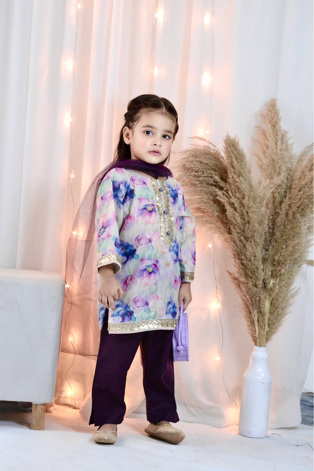 Girls 3 Pc Lawn Suit – Lilac Shine