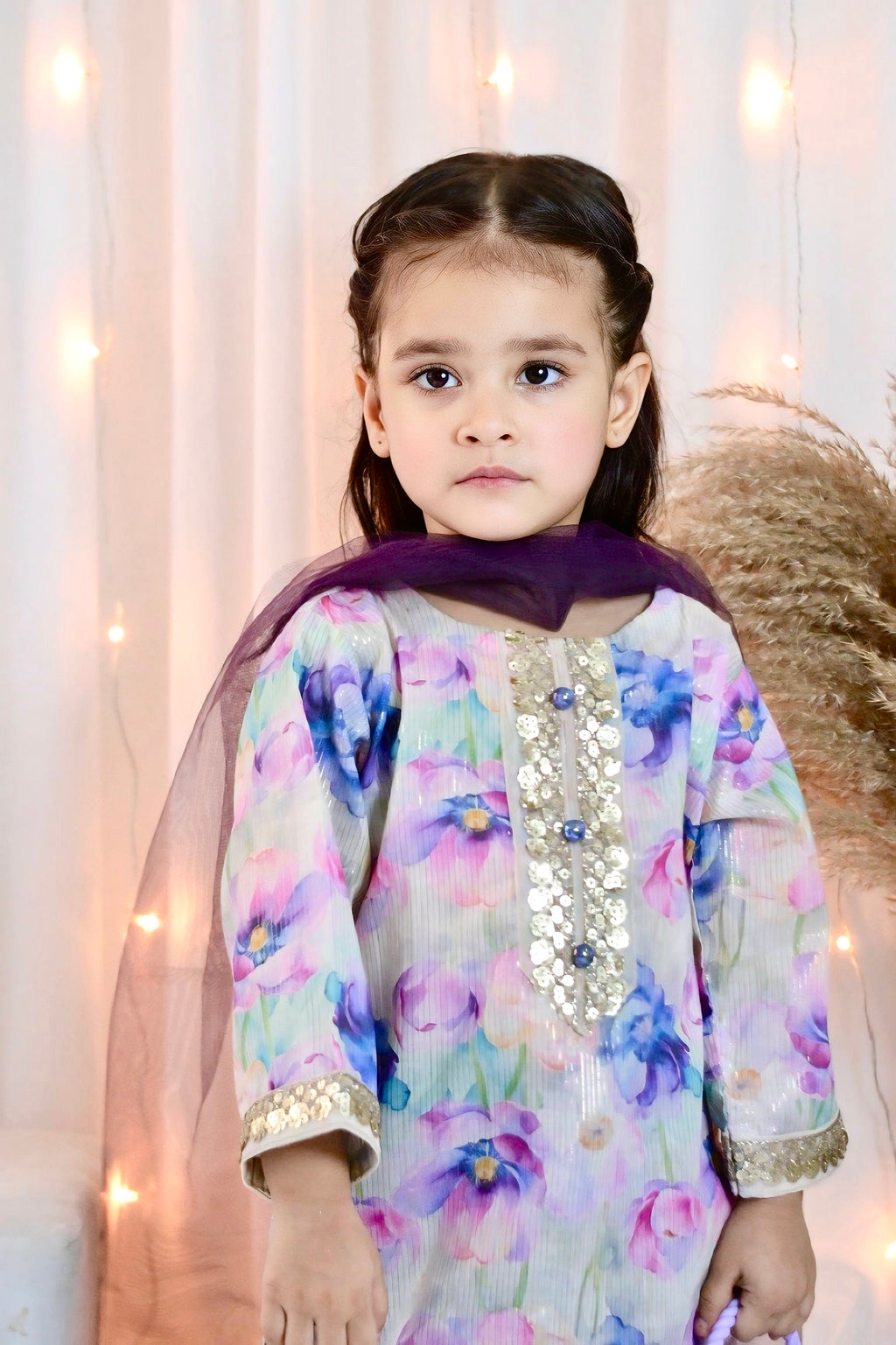 Girls 3 Pc Lawn Suit – Lilac Shine