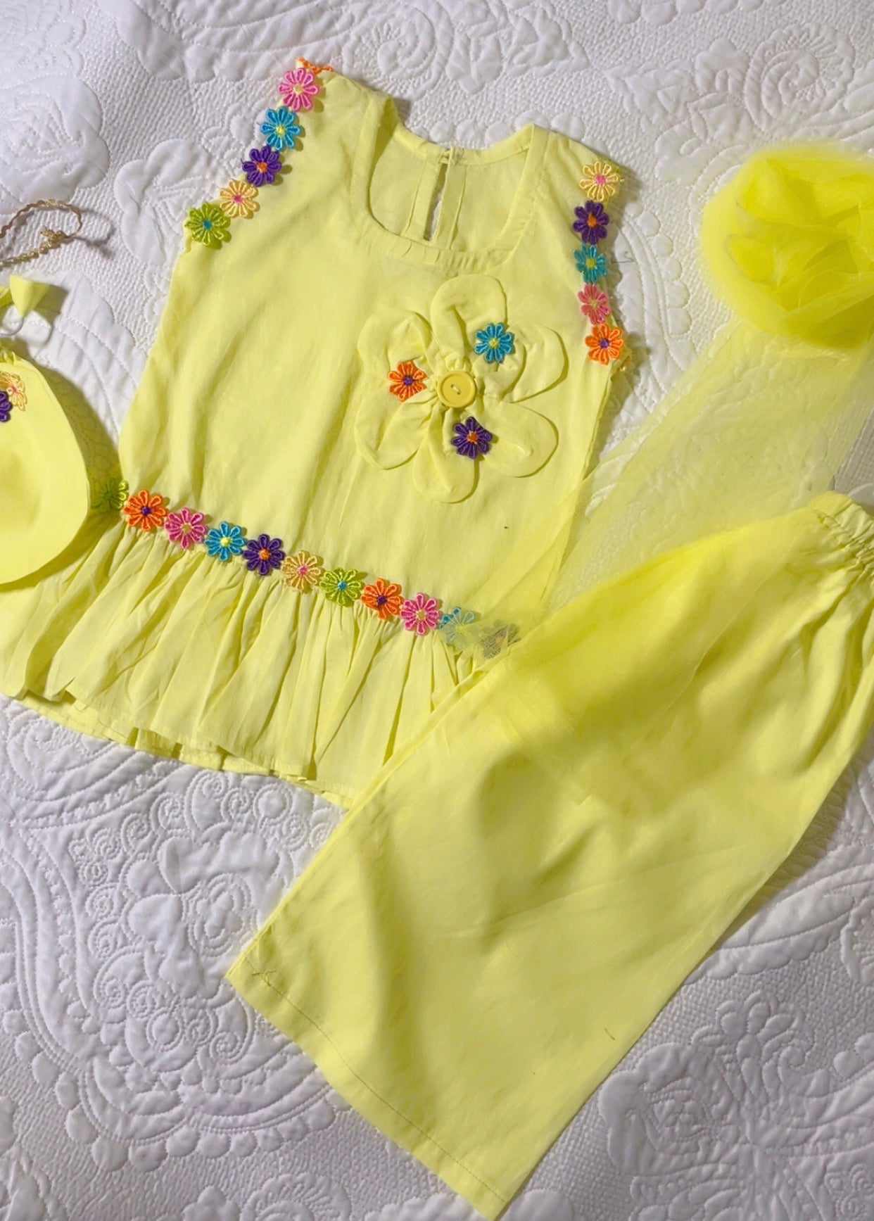 Girls 4 Pc Lawn Top - Sunshine Blossom
