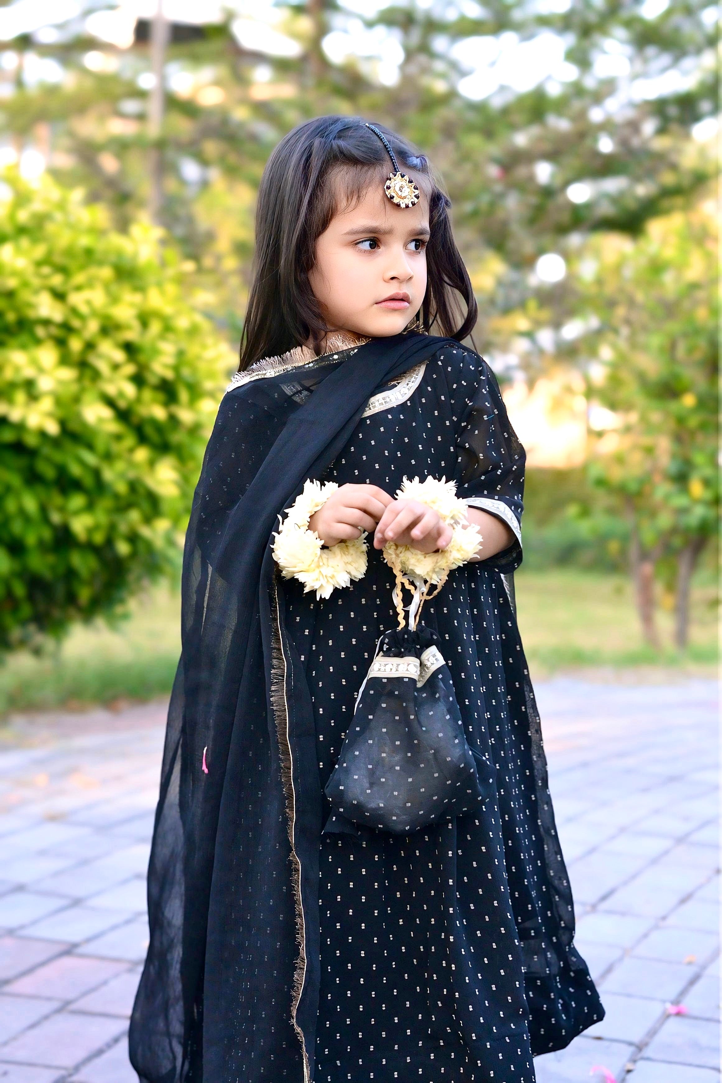 4-Piece Luxury Chiffon Frock Set with Gharara