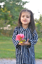 Girls 2 Pc Linen Coord Set - Blue Horizon