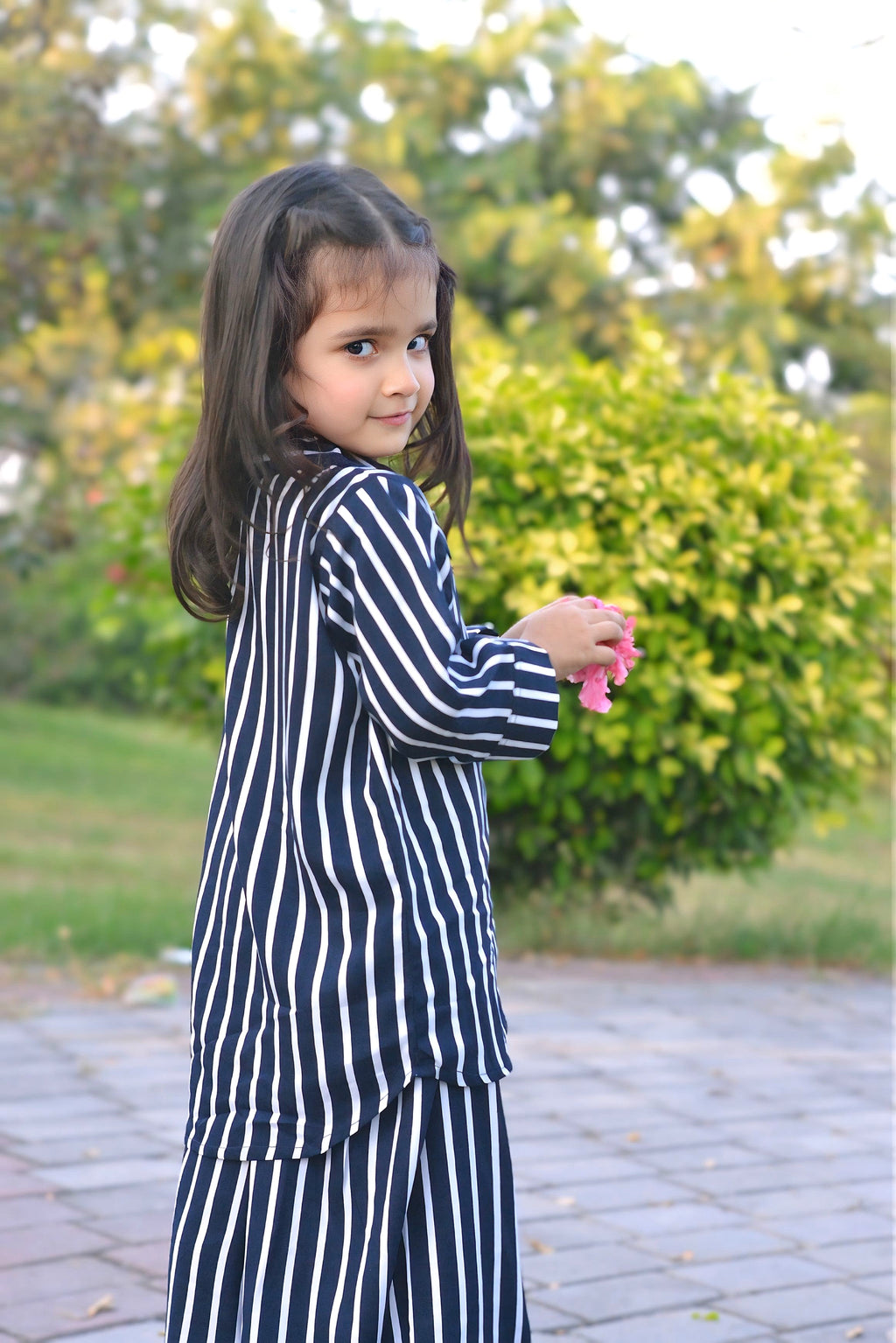 Girls 2 Pc Linen Coord Set - Blue Horizon