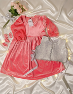 Velvet Long Frock with Matching Jacket & 2 Hair Pins