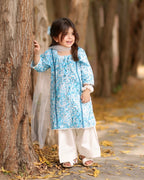 Lawn Shirt with Farshi Shalwar & Net Dupatta- 3 Piece Suit