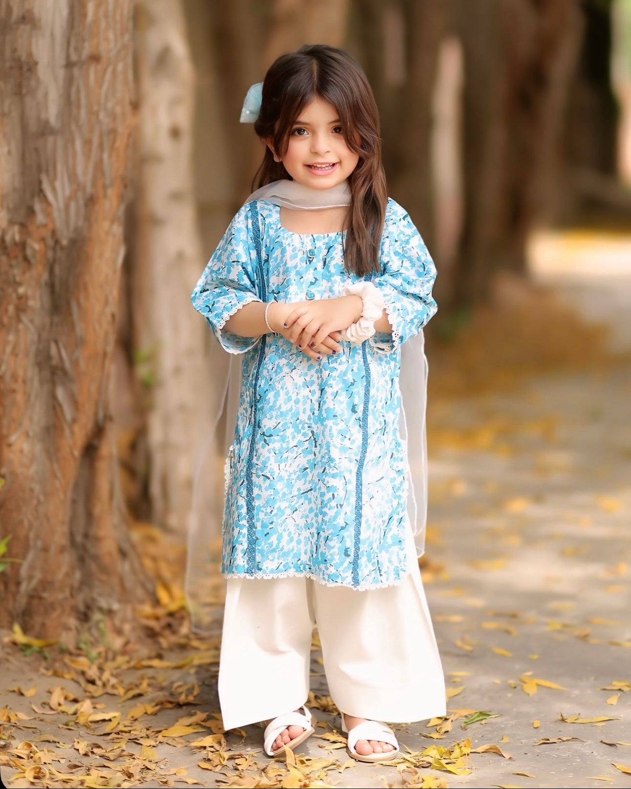 Lawn Shirt with Farshi Shalwar & Net Dupatta- 3 Piece Suit