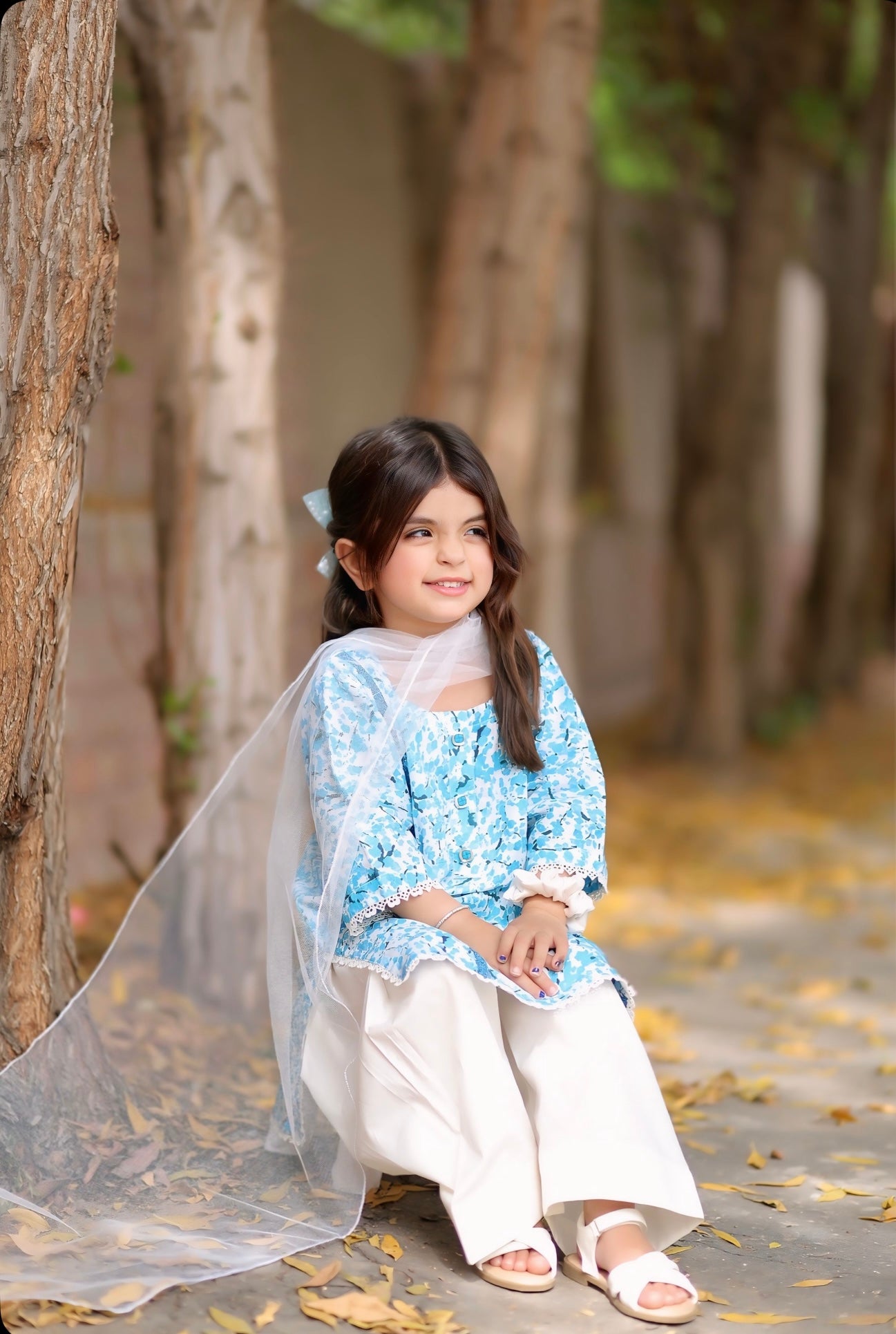 Lawn Shirt with Farshi Shalwar & Net Dupatta- 3 Piece Suit