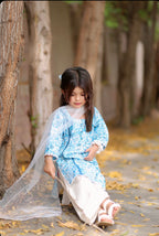 Lawn Shirt with Farshi Shalwar & Net Dupatta- 3 Piece Suit