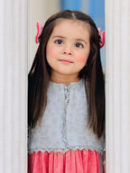 Velvet Long Frock with Matching Jacket & 2 Hair Pins