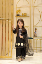 Black Elegance 3 Pc Lawn Suit for Girls