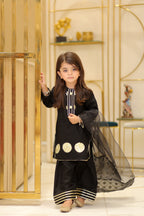 Black Elegance 3 Pc Lawn Suit for Girls