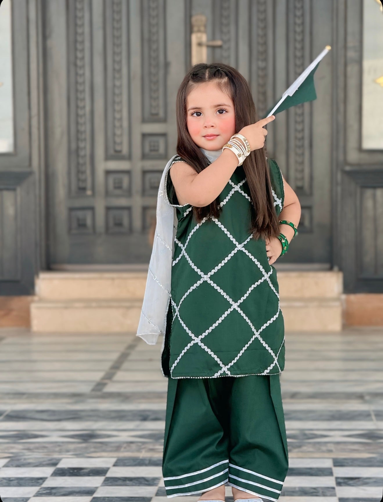 Green Festive Outfit – 3 Piece Kids Suit