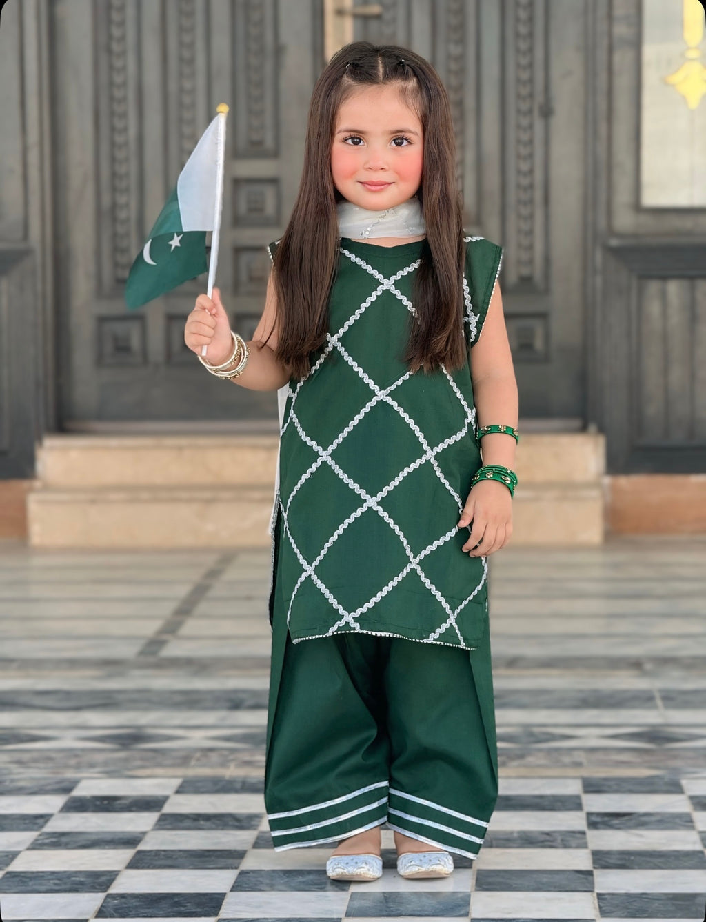 Green Festive Outfit – 3 Piece Kids Suit