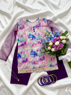 Lilac Shine - Lawn Shirt with Farshi Shalwar & Net Dupatta