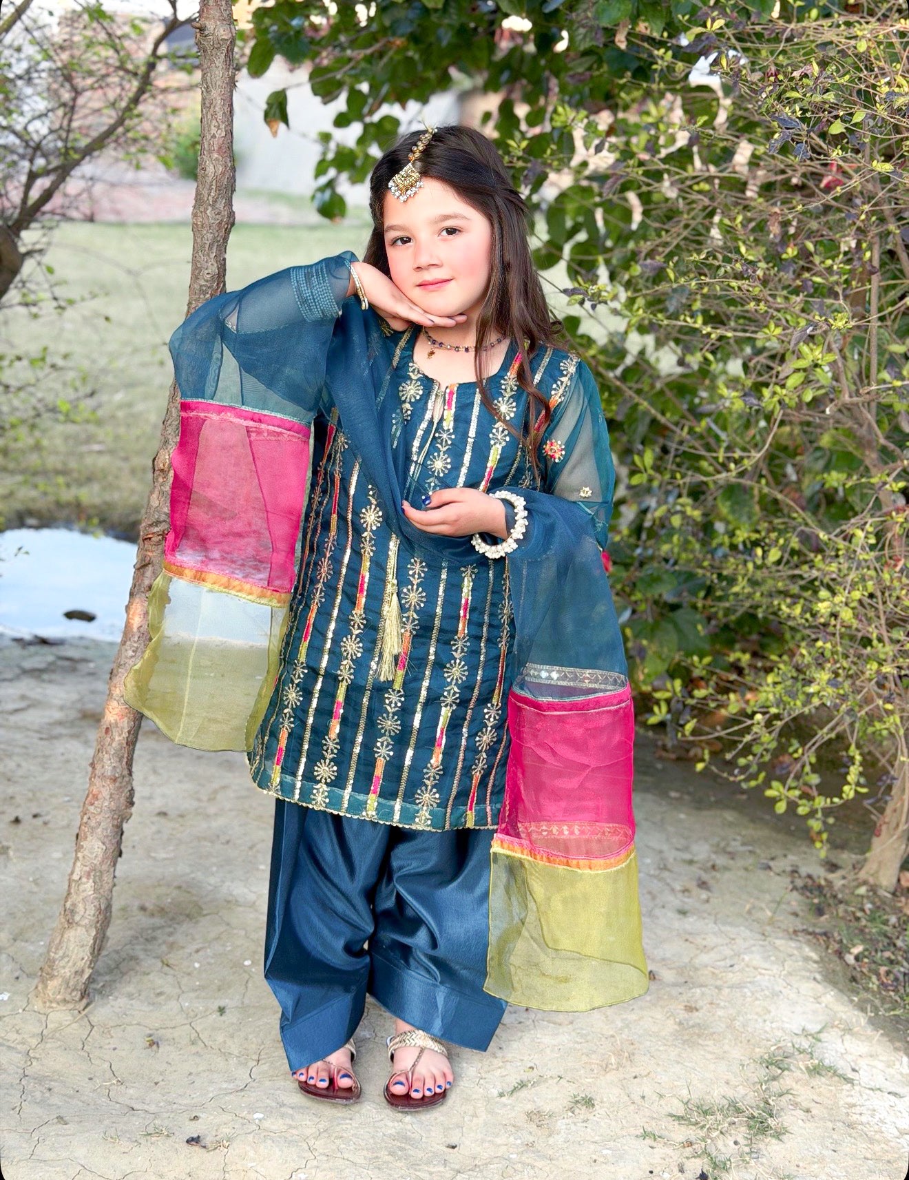 Farshi Shalwar Set- Embroidered Festive Wear