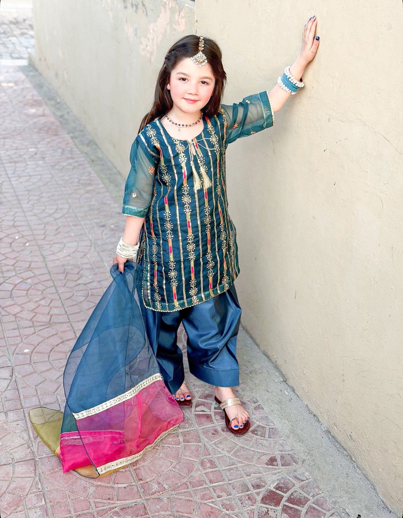 Farshi Shalwar Set- Embroidered Festive Wear